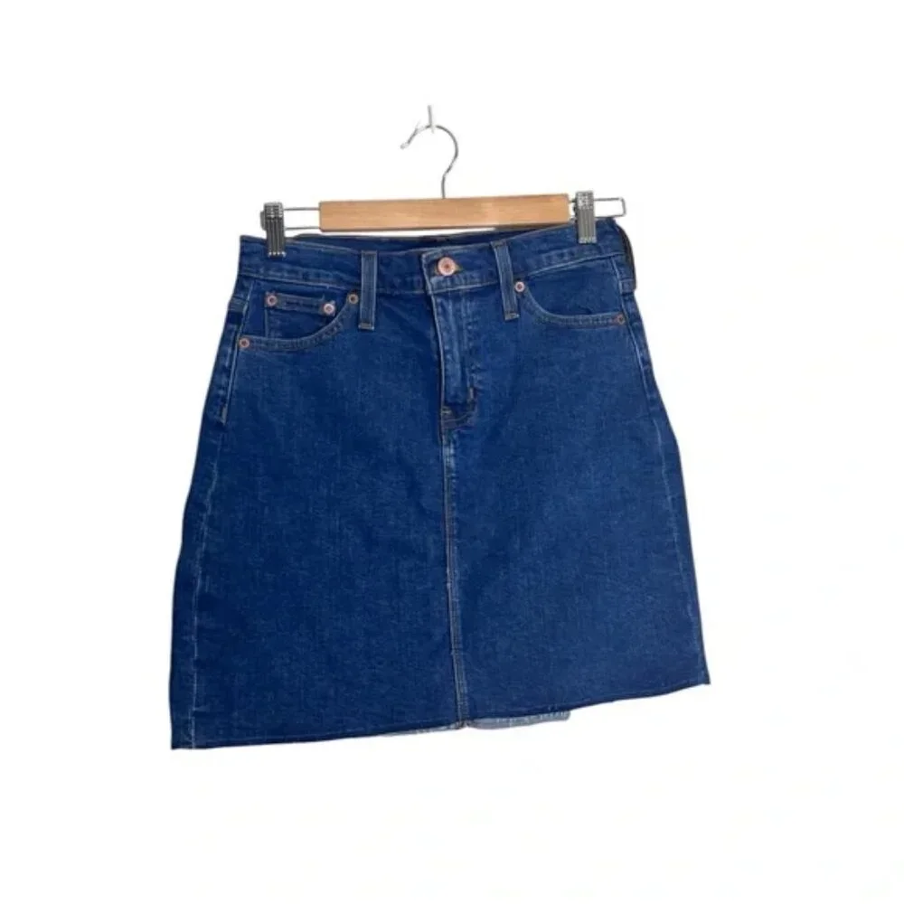 J. Crew Mercantile NWT Classic Blue Denim Raw Edge Mini Skirt